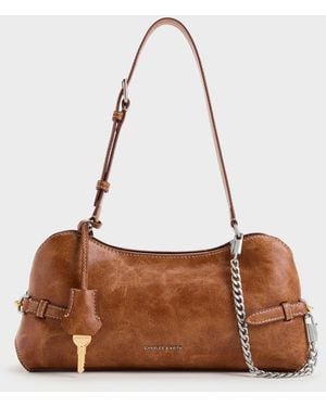 Charles & Keith Delfina Chain Side-belt Shoulder Bag - Brown