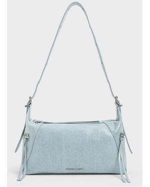Charles & Keith Xylia Denim Shoulder Bag - Blue