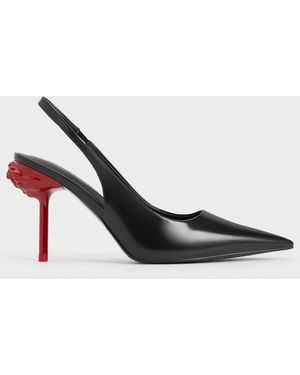 Charles & Keith Flor Rose-heel Slingback Court Shoes - White