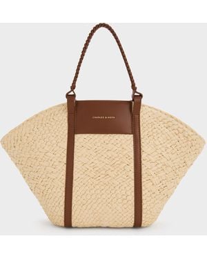 Charles & Keith Shalia Raffia Basket Bag - Natural