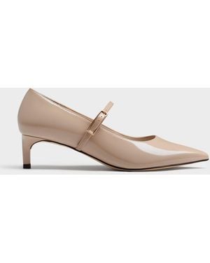 Charles & Keith Luciana Patent Mary Jane Pumps - Natural