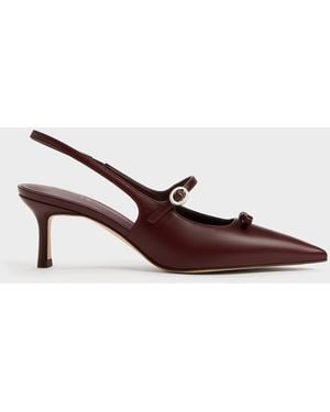 Charles & Keith Sonali Bow Slingback Pumps - Brown