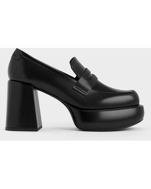 Charles & Keith Monique Platform Loafer Court Shoes - Black