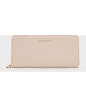 Charles & Keith Dulcie Zip-around Long Wallet - Natural
