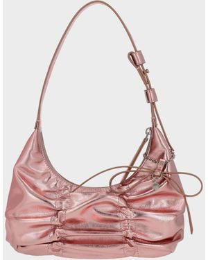 Charles & Keith Kadee Metallic Ruched Bow-Charm Hobo Bag - Pink