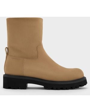 Charles & Keith Devan Faux Suede Calf Boots - Brown
