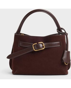 Charles & Keith Victoria Belted Top Handle Bag - Brown