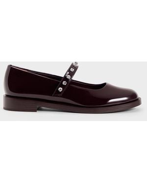 Charles & Keith Patent Gem-encrusted Mary Janes - White