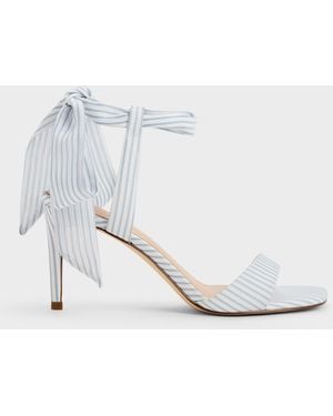Charles & Keith Eliana Striped Tie-around Heels - White