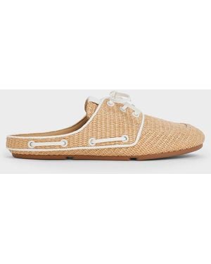Charles & Keith Jude Raffia Slip-On Boat Shoes - White