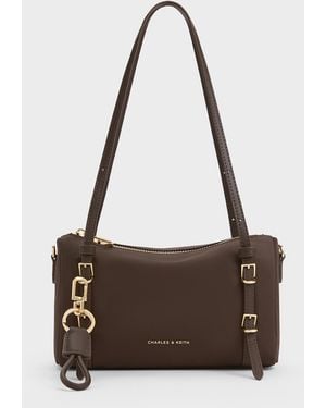 Charles & Keith Mini Levy Nylon Shoulder Bag - White