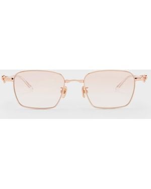 Charles & Keith Paige Rectangular Sunglasses - Natural