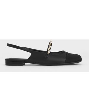 Charles & Keith Rio Beaded Chain-link Slingback Flats - White