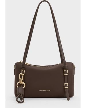 Charles & Keith Mini Levy Nylon Shoulder Bag - White
