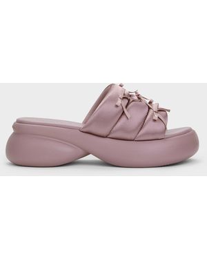 Charles & Keith Bow Puffy Sports Sandals - Purple