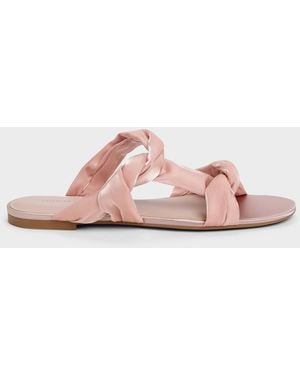 Charles & Keith Ruched-Strap Slide Sandals - Pink