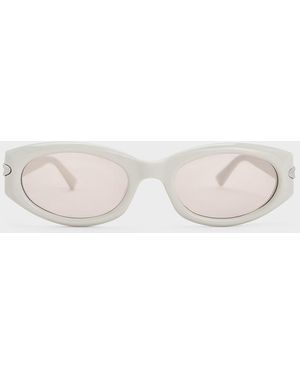Charles & Keith Edie Oval Sunglasses - Natural