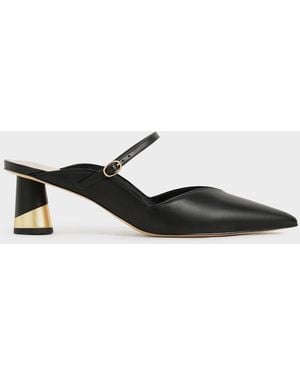 Charles & Keith Cammie Metallic-heel Mules - White