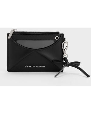 Charles & Keith Hazel Bow Panelled Card Holder - Black