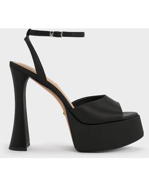 Charles & Keith Michelle Recycled Polyester Platform Sandals - Black