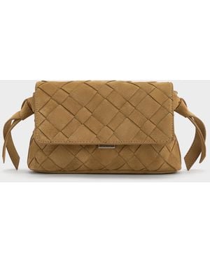 Charles & Keith Ivette Woven Crossbody Bag - Brown