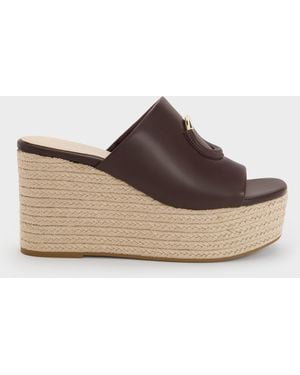 Charles & Keith Metallic-accent Espadrille Wedges - Brown