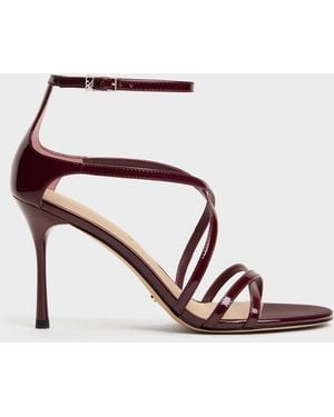 Charles & Keith Patent Leather Strappy Stiletto Sandals - Pink
