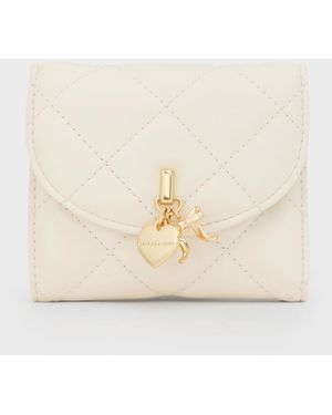 Charles & Keith Arrietty Quilted Curved-Flap Wallet - Natural