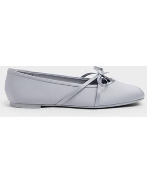 Charles & Keith Satin Bow Ballet Flats - White