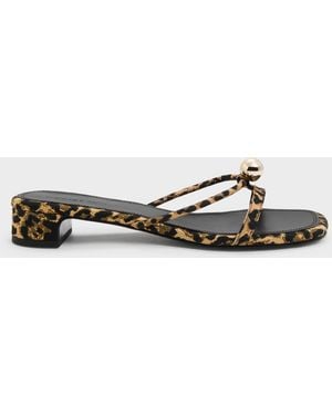 Charles & Keith Georgie Leopard-print Metal-ball Heeled Sandals - White