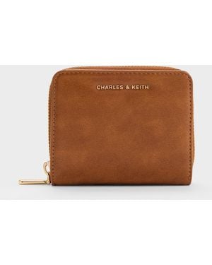 Charles & Keith Finley Zip-around Small Wallet - Brown