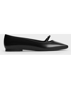 Charles & Keith Bow Square-Toe Ballet Flats - White