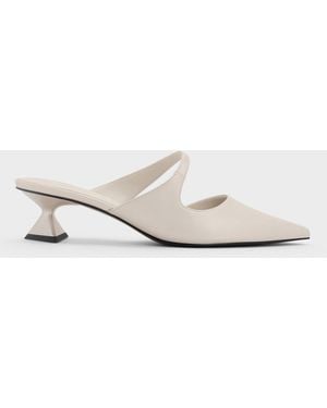 Charles & Keith Vada Asymmetric Sculptural Heel Court Shoes - White