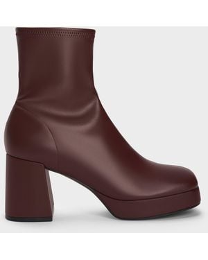 Charles & Keith Platform Ankle Boots - Brown