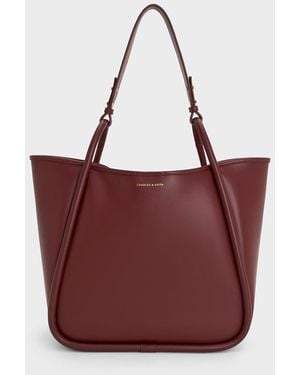 Charles & Keith Lyla Tubular Slouchy Tote Bag - Red