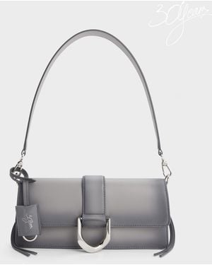 Charles & Keith Gabine Leather Burnished Shoulder Bag - Grey