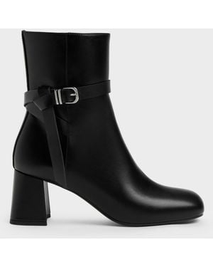 Charles & Keith Eliza Block-Heel Ankle Boots - Black