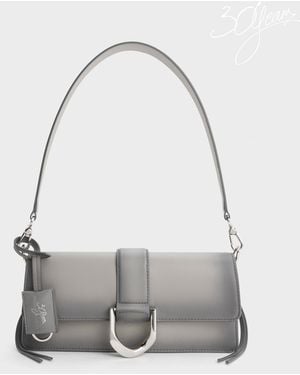 Charles & Keith Gabine Leather Burnished Shoulder Bag - Gray