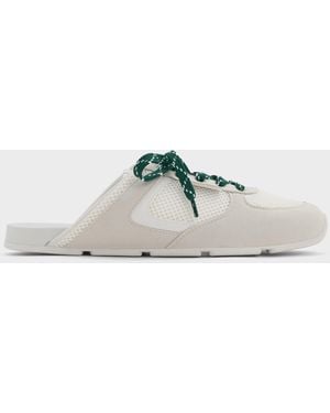 Charles & Keith Mesh Patterned-Lace Slip-On Trainers - White