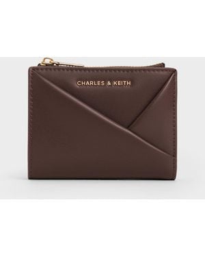 Charles & Keith Midori Geometric Top-Zip Wallet - Brown