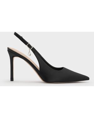 Charles & Keith Teardrop-Crystal Pointed Slingback Court Shoes - Multicolour