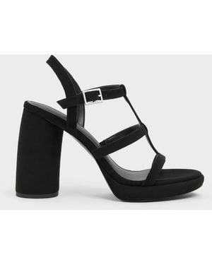 Charles & Keith Aether Faux Suede Platform Sandals - Black