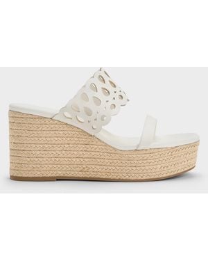 Charles & Keith Cut-Out Espadrille Wedges - White