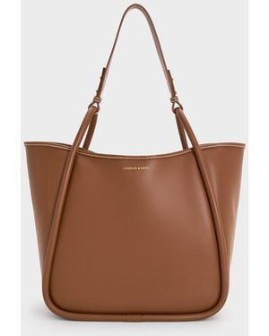 Charles & Keith Lyla Tubular Slouchy Tote Bag - Red