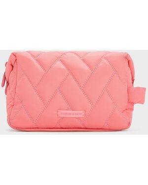Charles & Keith Nylon Chevron Pouch - Pink