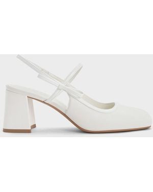 Charles & Keith Bow Slingback Mary Jane Court Shoes - White