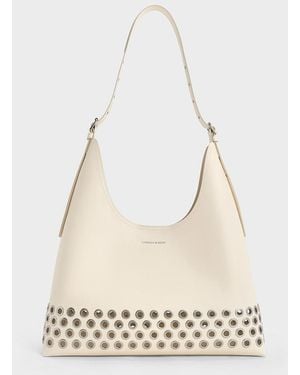 Charles & Keith Liv Grommet Hobo Bag - White