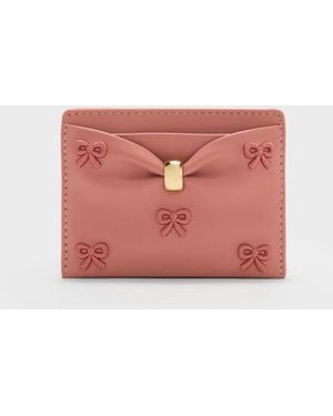 Charles & Keith Halsey Embroidered Ruched Card Holder - Pink