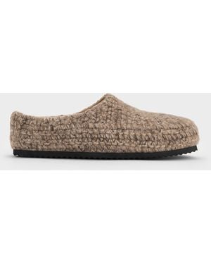Charles & Keith Crochet Flat Mules - White