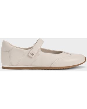 Charles & Keith Jace Leather Mary Jane Trainers - White